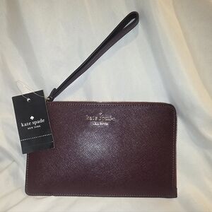 kate spade maroon leather wristlet Nwt